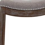 26" Gray And Brown Fabric And Linen And Solid Wood Backless Counter Height Bar Chair