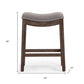26" Gray And Brown Fabric And Linen And Solid Wood Backless Counter Height Bar Chair