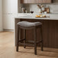 26" Gray And Brown Fabric And Linen And Solid Wood Backless Counter Height Bar Chair