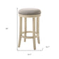 25" Gray and Ivory Fabric and Solid Wood Backless Counter Height Swivel Bar Chair