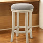 25" Gray and Ivory Fabric and Solid Wood Backless Counter Height Swivel Bar Chair