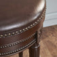 26" Dark Brown and Brown Faux Leather Backless Counter Height Swivel Bar Chair