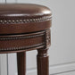 26" Dark Brown and Brown Faux Leather Backless Counter Height Swivel Bar Chair