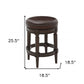 26" Dark Brown and Brown Faux Leather Backless Counter Height Swivel Bar Chair