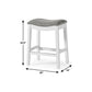 26" Gray and White Solid Wood and Linen Blend Backless Counter Height Bar Chair