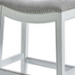 26" Gray and White Solid Wood and Linen Blend Backless Counter Height Bar Chair