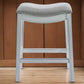 26" Gray and White Solid Wood and Linen Blend Backless Counter Height Bar Chair