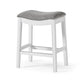 26" Gray and White Solid Wood and Linen Blend Backless Counter Height Bar Chair