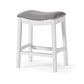 26" Gray and White Solid Wood and Linen Blend Backless Counter Height Bar Chair