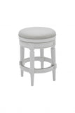 26" White Solid Wood and Fabric Backless Counter Height Swivel Bar Chair