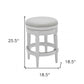 26" White Solid Wood and Fabric Backless Counter Height Swivel Bar Chair