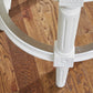 26" White Solid Wood and Fabric Backless Counter Height Swivel Bar Chair