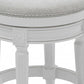 26" White Solid Wood and Fabric Backless Counter Height Swivel Bar Chair