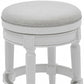26" White Solid Wood and Fabric Backless Counter Height Swivel Bar Chair