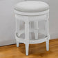 26" White Solid Wood and Fabric Backless Counter Height Swivel Bar Chair