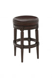 31" Brown Faux Leather And Solid Wood Backless Counter Height Swivel Bar Chair