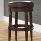 31" Brown Faux Leather And Solid Wood Backless Counter Height Swivel Bar Chair