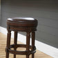 31" Brown Faux Leather And Solid Wood Backless Counter Height Swivel Bar Chair