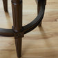 31" Brown Faux Leather And Solid Wood Backless Counter Height Swivel Bar Chair