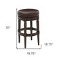 31" Brown Faux Leather And Solid Wood Backless Counter Height Swivel Bar Chair