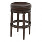 31" Brown Faux Leather And Solid Wood Backless Counter Height Swivel Bar Chair