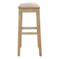 31" Linen and Natural Solid Wood Backless Bar Height Bar Chair