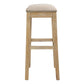 31" Linen And Natural Fabric And Solid Wood Backless Bar Height Bar Chair