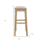 31" Linen And Natural Fabric And Solid Wood Backless Bar Height Bar Chair