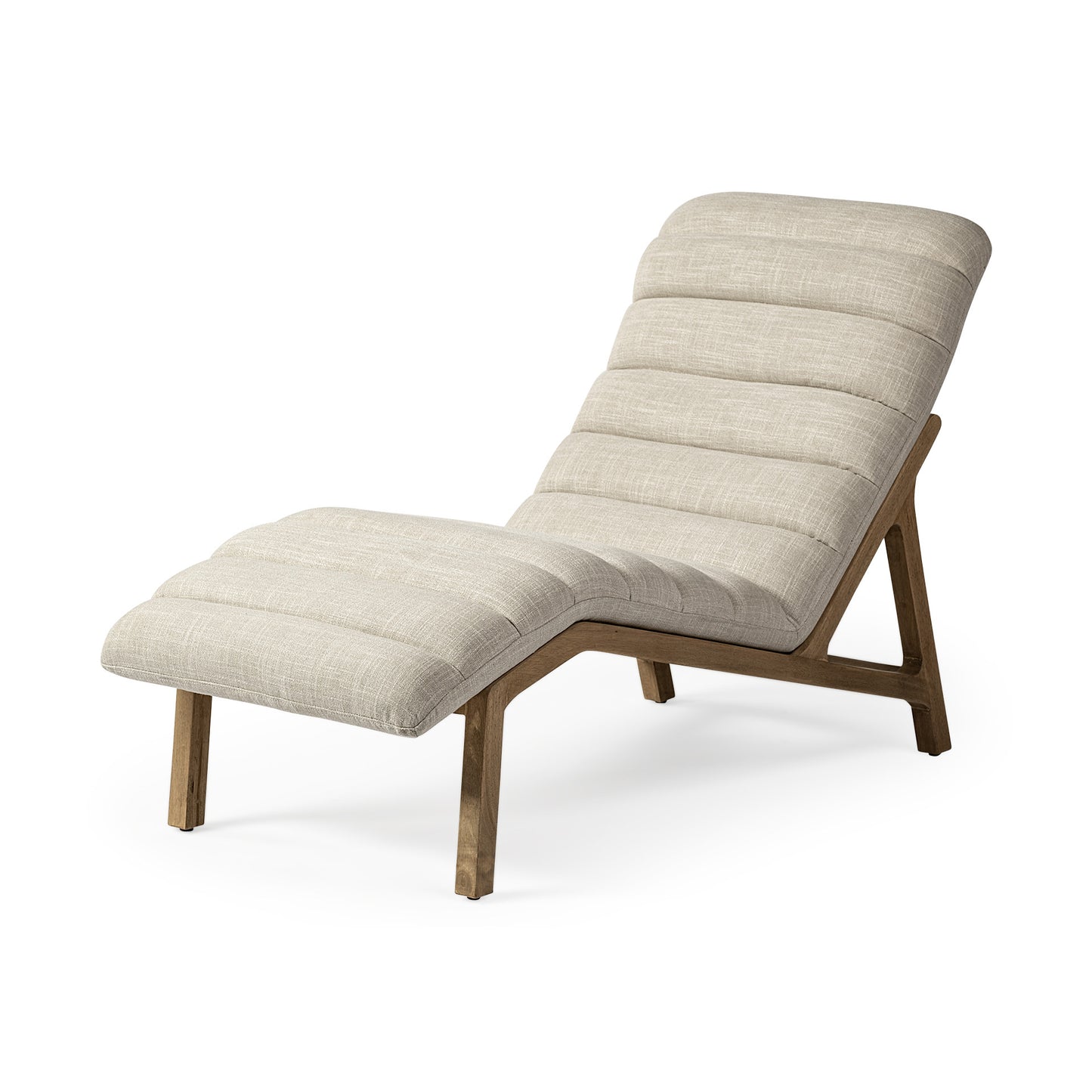 54" Cream and Brown Fabric Tufted Lounge Chair