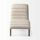 54" Cream and Brown Fabric Tufted Lounge Chair