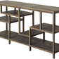 66" Brown Solid Wood Frame Console Table Five Shelves