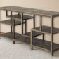 66" Brown Solid Wood Frame Console Table Five Shelves