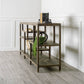 66" Brown Solid Wood Frame Console Table Five Shelves