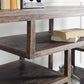 66" Brown Solid Wood Frame Console Table Five Shelves