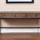 56" Brown and Black Solid Wood and Metal Console Table With Four Drawers