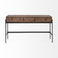 56" Brown and Black Solid Wood and Metal Console Table With Four Drawers