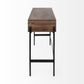 56" Brown and Black Solid Wood and Metal Distressed Console Table With Four Drawers