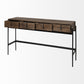 56" Brown and Black Solid Wood and Metal Console Table With Four Drawers