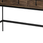 56" Brown and Black Solid Wood and Metal Distressed Console Table With Four Drawers