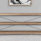 80" Light Brown and Black Solid Wood and Iron Console Table With Two Shelves