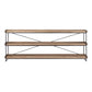 80" Light Brown and Black Solid Wood and Iron Console Table With Two Shelves