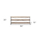 80" Light Brown and Black Solid Wood and Iron Console Table With Two Shelves