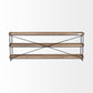 80" Light Brown and Black Solid Wood and Iron Console Table With Two Shelves