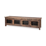 76" Brown Distressed Reclaimed Wood Enclosed Storage TV Stand