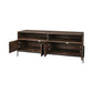 62" Brown and Black Solid Wood Cabinet Enclosed Storage TV Stand