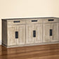 82" Brown Solid Wood Three Drawer Sideboard with Six Doors