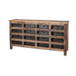 63" Brown and Black Solid Wood 16 Drawer Sideboard