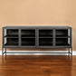 70" Black Solid Wood Sideboard with Four Glass Doors