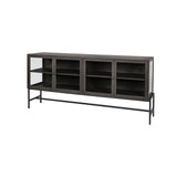 70" Black Solid Wood Sideboard with Four Glass Doors