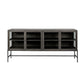 70" Black Solid Wood Sideboard with Four Glass Doors